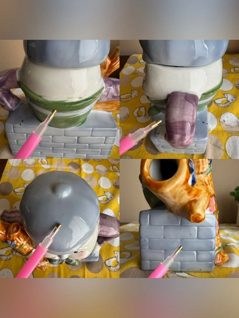 Feitx Vintage colorful Humpty Dumpty teapot